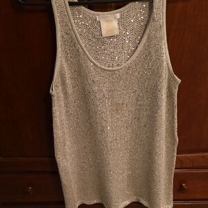 Matty M Tan Sequin Sleeveless Tank Top